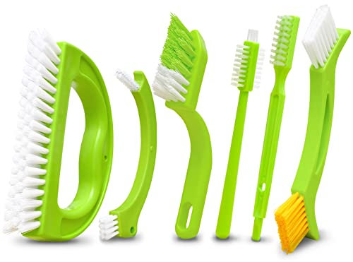 6 Pack Grout Cleaner Green Brush-Tile Joint Scrub Brush with Handle- Great Use for Deep Cleaning Household Cleaning Brushes for Kitchen,Window Door Track, Stove Tops, Seams,Shower, Floor Lines
