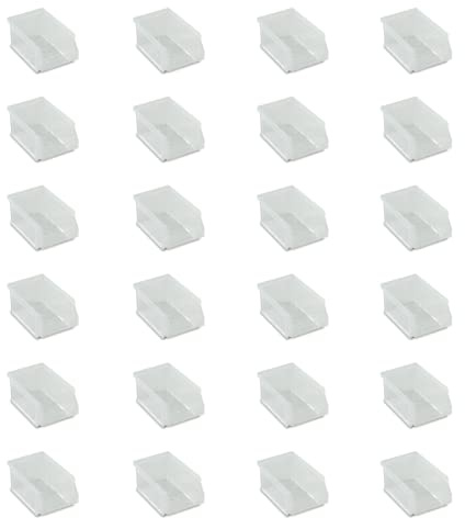 Tayg Lot de 24 tiroirs en plastique empilables nº51 - Organisateur de vis, tiroirs, boîte de rangement, bacs en plastique rectangulaires (17 x 10 x 8 cm, transparent)