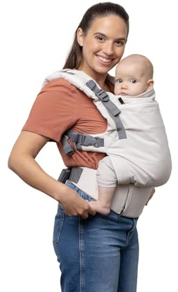 Boba X Babytrage ab Geburt bis Kleinkind - Zertifizierte hüftfreundliche Baby Trage, Verstellbare Babytrage Neugeborene ab Geburt, Baby Carrier für kleine bis große Kinder (Organic Stone, 1 Count)