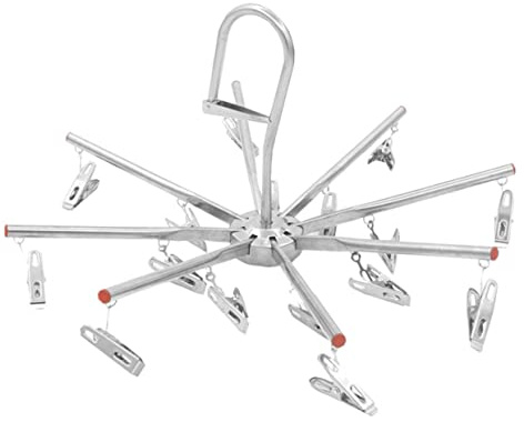 Zerodeko Stainless Steel Hangers for Pants Towel Socks Diaper 16 Clip Drying Rack Non-Slip Hanger Rack for Home