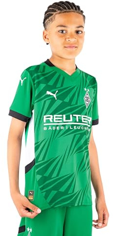 PUMA Offizielles Auswärtstrikot Away Junior Größe 152 | Borussia Mönchengladbach Saison 24/25 | Kurzarm, dryCELL, aus recyceltem Polyester Kindertrikot