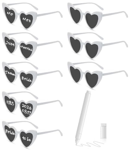 MorLuks Gafas Corazon, 8 Pares Gafas Sol Corazón y Marcadores, DIY Gafas de Fiesta, Gafas Despedida de Soltera, Gafas Corazón Vintage para Fiesta Cumpleaños Carnaval Boda