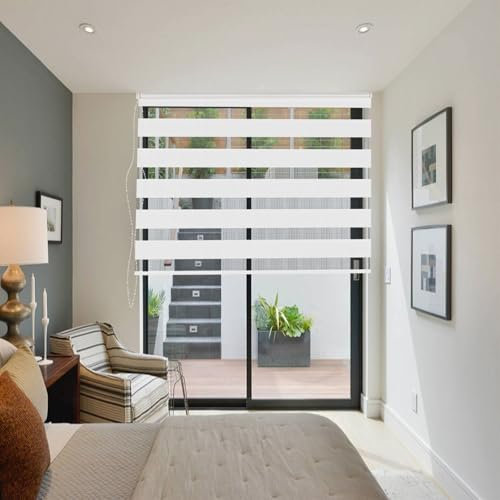 Doppelrollo Klemmfix Verdunkelung 40 x 300 cm Verdunkelung Sonnenschutz Duo Rollos für Fenster Inkl. Montagematerial für Wohnzimmer Küche Büro, Weiß