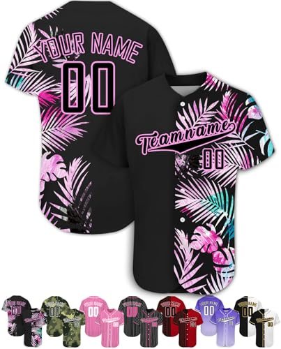 FwSYouMAI Custom Baseball Jersey Personalised Printed Teamname Number Customised Shirts Sport Uniform for Men,Women,Youth