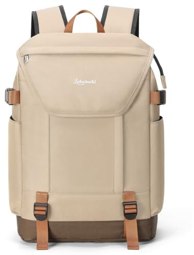 Lekeinchi Laptop Backpack Women - Stylish Laptop College Backpack Waterproof with 15.6 Inch Laptop Compartment, Lightweight Elegant Daily Backpack Travel Backpack for College,Work,Brown