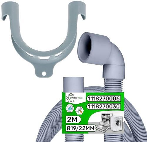 Vidange Tuyau Machine à Laver et Lave-Vaisselle Universel 2 m Ø19/22 mm avec Code Original 1118270006 1118270030 8996461308406 C00318230 pour AEG pour Whirlpool - Garantie de 5 Ans - ONIX TECH