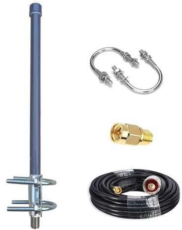 GTOMNI Meshtastic 915MHz Lora Antenna Fiberglass Antenna 915MHz with 16.4Ft Low Loss 3D-FB RG58 Cable for Helium Hotspot RAK Nebra Bobcat 300 Hotspot HNT Miner Heltec V3 RAK Meshtastic LORA Gateway