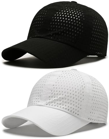 AYPOW 2 Confezioni Cappello da Baseball Uomo Donne，Traspirante Cappellino Visiera Asciugatura Rapida Sport Aperta，Leggero Pieghevol Tennis da Golf Berretto Baseball cappelli da Sole Estivo Regolabile