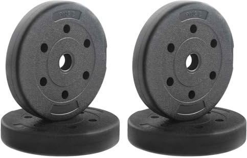 vidaXL Placas de Peso 4 pcs 10 kg Negro Cemento y Arena de Hierro, Soluciones de Gimnasio en casa para Pesas, Pesos Resistentes, Discos Personalizables, Agarre Seguro para Levantar
