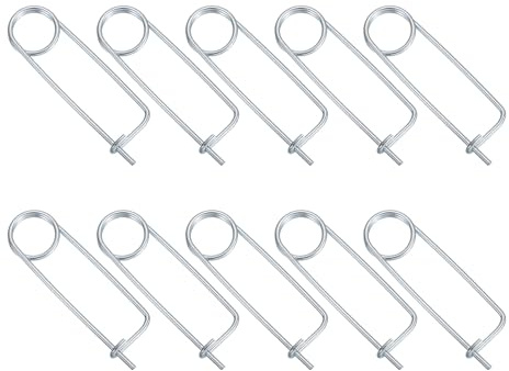 QUARKZMAN 10 stycken stålbroscher spolbläck 0,3 x 107 mm (0,12 x 4,21 tum) brosch form splint säkerhetsfjäderpenna snabblåsning fastsättning för trädgård gård gräsmatta rektangel