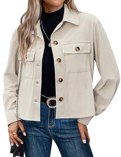 HOTOUCH Jackets for Women UK Summer Casual Lightweight Jacket Ladies Button-Down Cropped Jacket Coats White Size 10