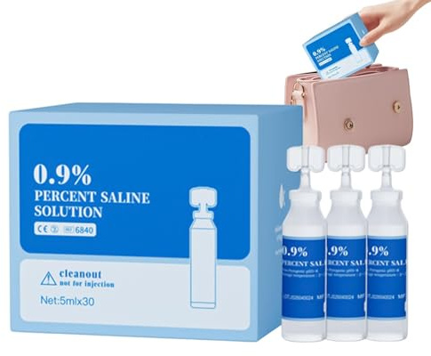 Saline Solution - Sterila rengöringsdroppar, fem milliliter volym med Twist Off Top, ren natriumklorid, konserveringsmedel mindre formel, för näspiercing sår tvätt kontor vård