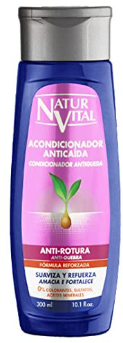 NaturVital - Acondicionador Anticaída Anti-Rotura, con Extracto de Ginseng, Proteínas de Trigo, Complejo Fitoactivo y Vitaminas A, B5, E, F, H, sin Sulfatos, Colorantes, Siliconas ni Ftalatos, 300ml