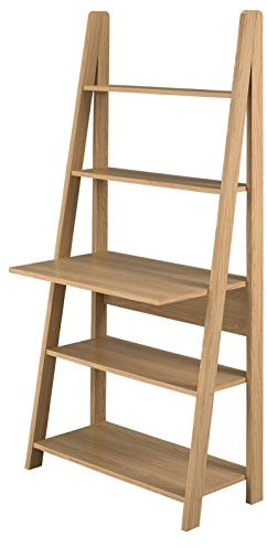 LPD Home Tiva Ladder Desk | Modern Ladder-Style Desk with 3 Shelves | Space-Saving Storage & Display Unit | Stylish Home Office & Media Furniture (Oak)