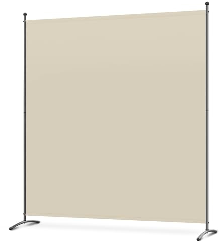 Angel Living Paravent 1 Panel Room Divider Protective Screen Wall Room Partition for Offices, Balcony, Bedroom, Outdoor Garden 162 x 180 cm Beige