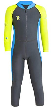 IMEKIS Kids Rash Guard Girl Boy Swimsuit Long Sleeve Diving Suit Swimwear One Piece Full Body Surfing Wetsuit UV Protection UPF 50+ Bathing Swimming Costume for Water Sports Gray 7-8 Years