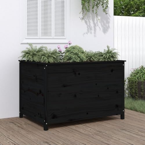 Camerina Hochbeet Schwarz 119,5x82,5x78 cm Massivholz Kiefer Raised Garden Bed Erdsieb FüR Garten Pflanzbeet