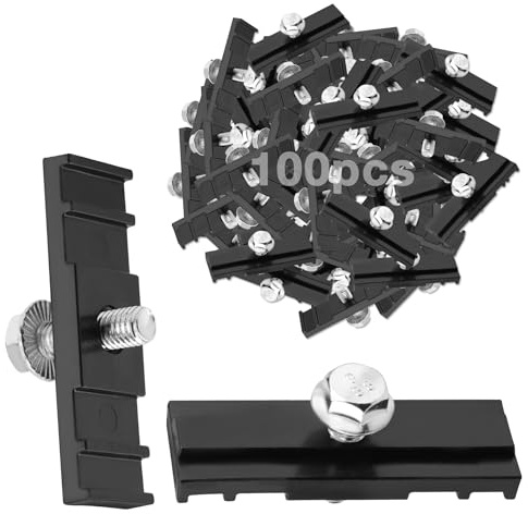 Misakomo 100pcs Chain Link Fence Sign Mounts Fastener Brackets Clamps, Black, Plastic & Stainless Steel, Weather-Resistant, Fence Mount