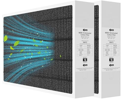 LINNIW 2 Pack X6672 16x25x5 MERV 16 Filter Compatible with Lennox X6672 and Lennox HCC16-28 Healthy Climate Carbon Clean MERV 16 Home Furnace Filter for HVAC System, Part Number HCF16-16, HCF16-10