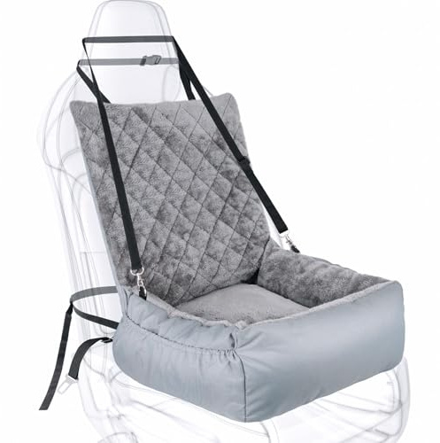 SIVEIS Asiento de coche para perros para mascotas pequeñas/medianas – Cama de felpa acogedora con bolsa de almacenamiento, asiento resistente a los arañazos para asiento trasero y delantero, Incluye