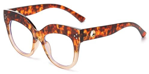 LJCZKA Occhiali Anti Luce Blu Donna Gatto Grandi, Montatura Occhiali da Vista Ovali Grandi Occhiali Anti Eyestrain per Computer Gaming