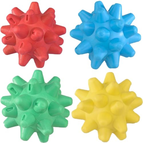 XJKLBYQ Taggiga hårda massagebollar |4 st taggig massageboll, 4 färger silikon myofascial frisättningsboll, multianvändning bärbar fotmassageboll för axlar, nacke, midja, rygg, ben, fötter