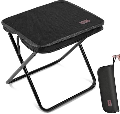 MOONCY Camping Stool, 33×26.5×32cm Folding Stools for Adults, Lightweight Mini Collapsible Stool for Hiking, Fishing and Picnic, Hold Up to 120kg, Black