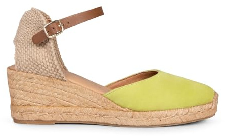 Espadrilles à Talon compensé en Cuir Altea, Vert EU 41