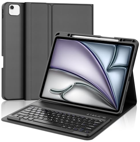 IVEOPPE Keyboard Case for iPad Air 13-inch (M2 2024/M3 2025)- UK Layout Keyboard for iPad Pro 12.9 2022/2021/ 2020/2018, Detachable Bluetooth Backlight Keypad for Air 13'' 2025– Black