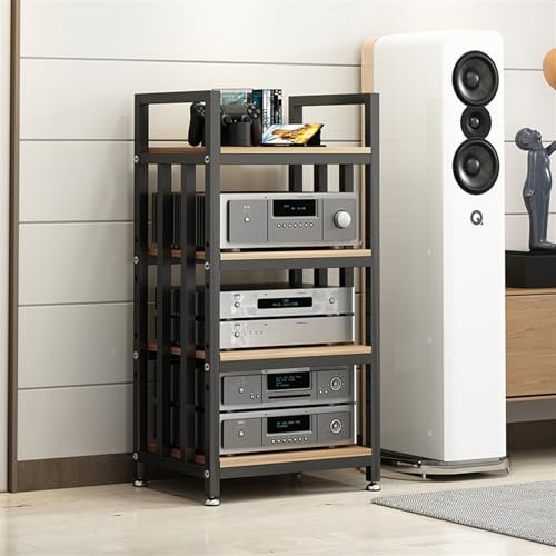WLCGYD Audio Rack HiFi Regal 4-lagiges Eckregal Für AV-Medien, Audio-Video-Medienständer/Entertainment-Center, Verstärker/Lautsprecher/Plattenspieler/CD-Rack-System(Style 3)