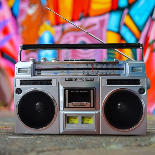 Retro Bluetooth-boombox kassettspelare med AM/FM-radio, SD/USB-ingång, kassett till digital omvandlare för musikälskare och nostalgientusiaster