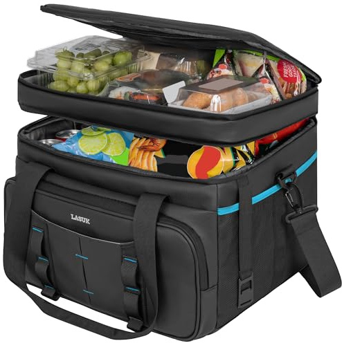 FREEAMG 35L Sac Isotherme Double Couche Résistant à l'eau, Glaciere Souple Isotherme pour Hommes Femmes, Sac de Pique-Nique pour Camping, Pêche, Plage, Randonnée (Noir)
