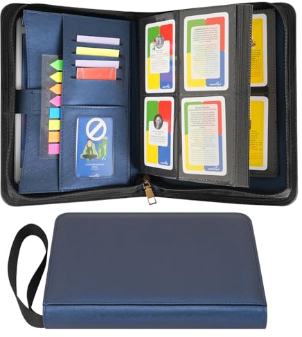 Wonderpool Card Binder A5 Album Zippered 4-Pocket Trading for 240 Cards - Leather PU Card Holder Collection Storage Folder, Side-Loading for Photo Pokemon, MTG, TCG, Yugioh, Sports Cards (Blue)