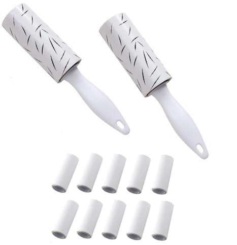 2 rodillos de pelusa para quitar el pelo de mascotas, ropa de perro, sofá, polvo, con 10 rollos de repuesto reemplazables, accesorio de limpieza, cilindro lavable, filtro de aspiradora, almohadillas