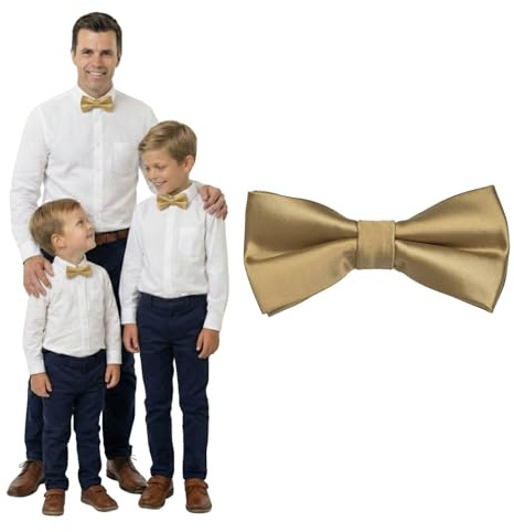 DonDon Nœud papillon enfant garçon bébés et homme aspect soie brillant, pré-noué et réglable en longueur en polyester - accessoire festif pour mariage, communion et cérémonie