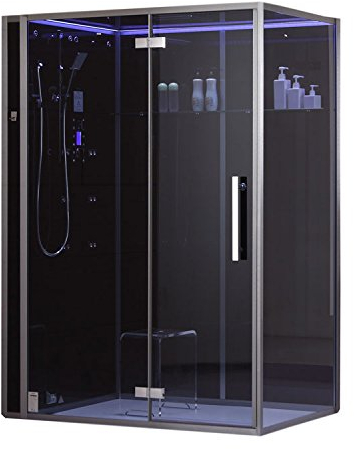 EAGO Dampfdusche DZ991F12 schwarz 150x90 links