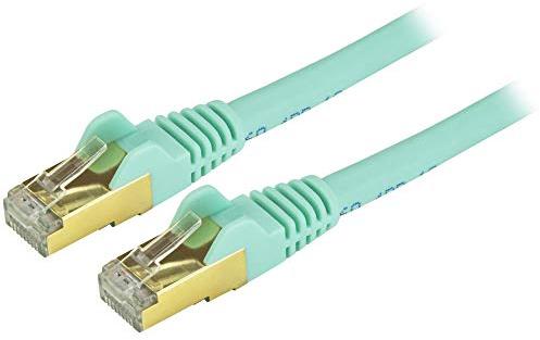 StarTech.com 10 ft / 3m CAT6a Ethernet Cable - 10 Gigabit Shielded Snagless RJ45 100W PoE Patch Cord - 10GbE STP Category 6a Network Cable - Aqua Fluke Tested UL/TIA Certified (C6ASPAT10AQ)
