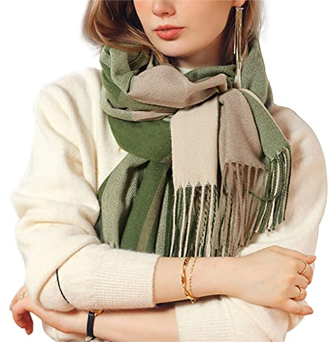 Bakicey Damen Schal XXL Warm Weich Strickschal Karo Winterschal Herbstschal Wolleschal Frauen Deckenschal Halstuch Scarf Poncho Cape. 3XL, Schwarz Weißes