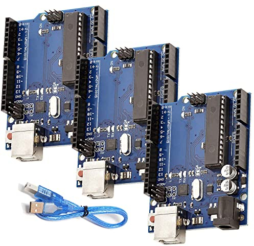 AZDelivery 3 x AZ-ATmega328DIP-Board Mikrocontroller Board ATmega16U2 8-bit Entwicklerboard mit Hauptplatine und USB-Kabel inklusive E-Book!