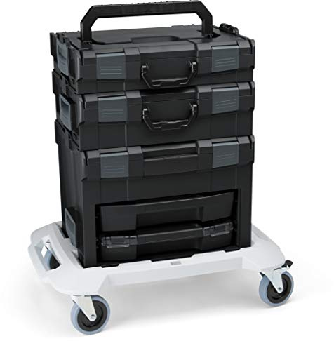 Bosch Sortimo L-Boxx Systemkoffer Set Schwarz | L-BOXX 102 und 136 | LS-Boxx 306 Werkzeugkasten Leer | Mit Roller für den Transport