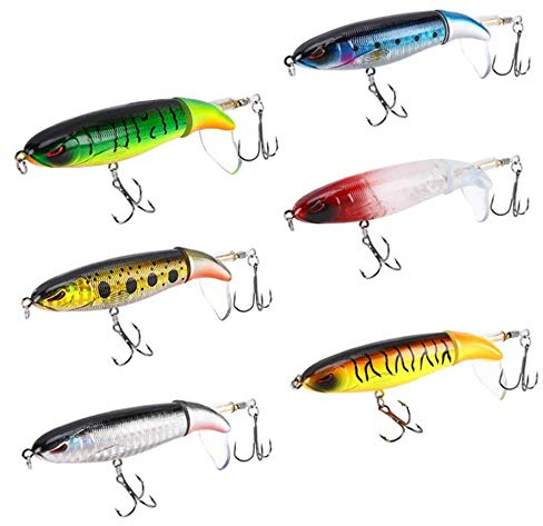 Bleistift Popper 6 Stück Kunstköder Angelköder Wobbler Set, Wobbler Kunstköder Angelköder Set AngelKöder Whopper Plopper Kunstköder mit Schwimmendem