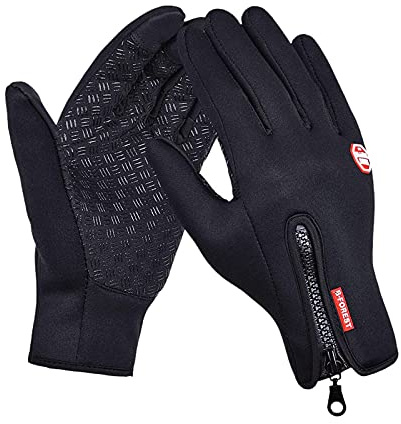 FOXLVDA Winter Thermal Gloves for Men and Women, with Sensitive Touch Screen Texting Fingers, Windproof and Waterproof Glove, for Work, Cycling, Driving, Golf, Running (Black, Large)