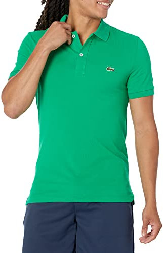 Lacoste Polo classica da uomo a maniche corte in piqué slim fit, Verde fluoro, L
