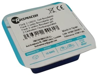 RASMACOR Pack 2 Unidades Floculante Gel monodosis | Limpiador y clarificador de Agua para Piscinas| Transparencia Total del Agua |