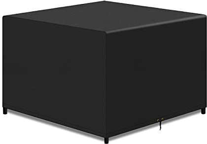PATIO PLUS Gartenmöbel Abdeckungen, 420D Oxford Stoff, Outdoor Patio Möbel Rattan Würfel Set Abdeckungen wasserdichte Anti-UV Winddichte Garten Quadratische Tischdecke, Schwarz 135x135x71cm