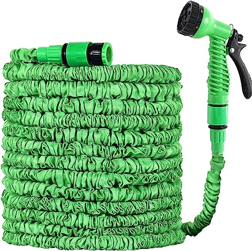Tuyau d'Arrosage Extensible 60M, Tuyau Arrosage Flexible, Pistolet Arrosage avec Tuyau 7 Fonctions Pistolet, pour Irrigation Jardin, Laver la Voiture, Animal Nettoyage (45M-150FT) (75FT/22Meter,green)