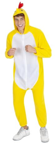 Rubies Disfraz Pollo para Adulto, Jumpsuit con capucha y cola, Licencia Oficial para Despedidas de Soltero, Fiesta temática, Despedidas de Soltera, Disfraces en grupo, Carnaval, Amarillo