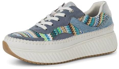 MARCO TOZZI Damen Sneaker flach mit Schnürsenkeln Chunky-Sohle, Weiß (White Comb), 39 EU