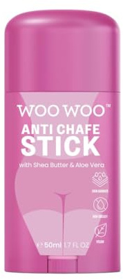 WooWoo Anti Chafe Stick with Aloe Vera and Shea Butter 50ml - Cruelty and Paraben Free Body Anti Chafing Balm, Thigh Rescue Anti-Friction Stick