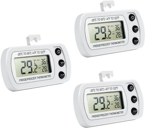 Alipis 3 Stück Temperaturmonitor Digitalthermometer Digitales Kühlschrankthermometer Gefrierschrankthermometer Kühlschrankthermometer Temperatursensor Weiß